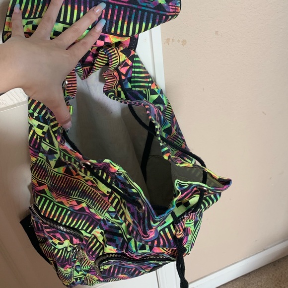 Colorful Victoria’s Secret Drawstring Backpack - Picture 3 of 4